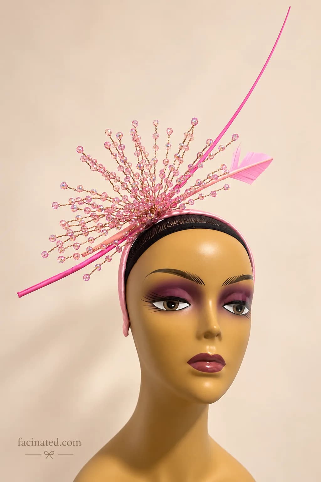 pink beaded fascinator